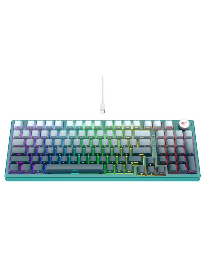 Havit KB899L 97-Key Mechanical Keyboard – RGB Backlit, Jixian Red Switches, USB-C, Compact Design & Professional Gaming Performance - Image 2